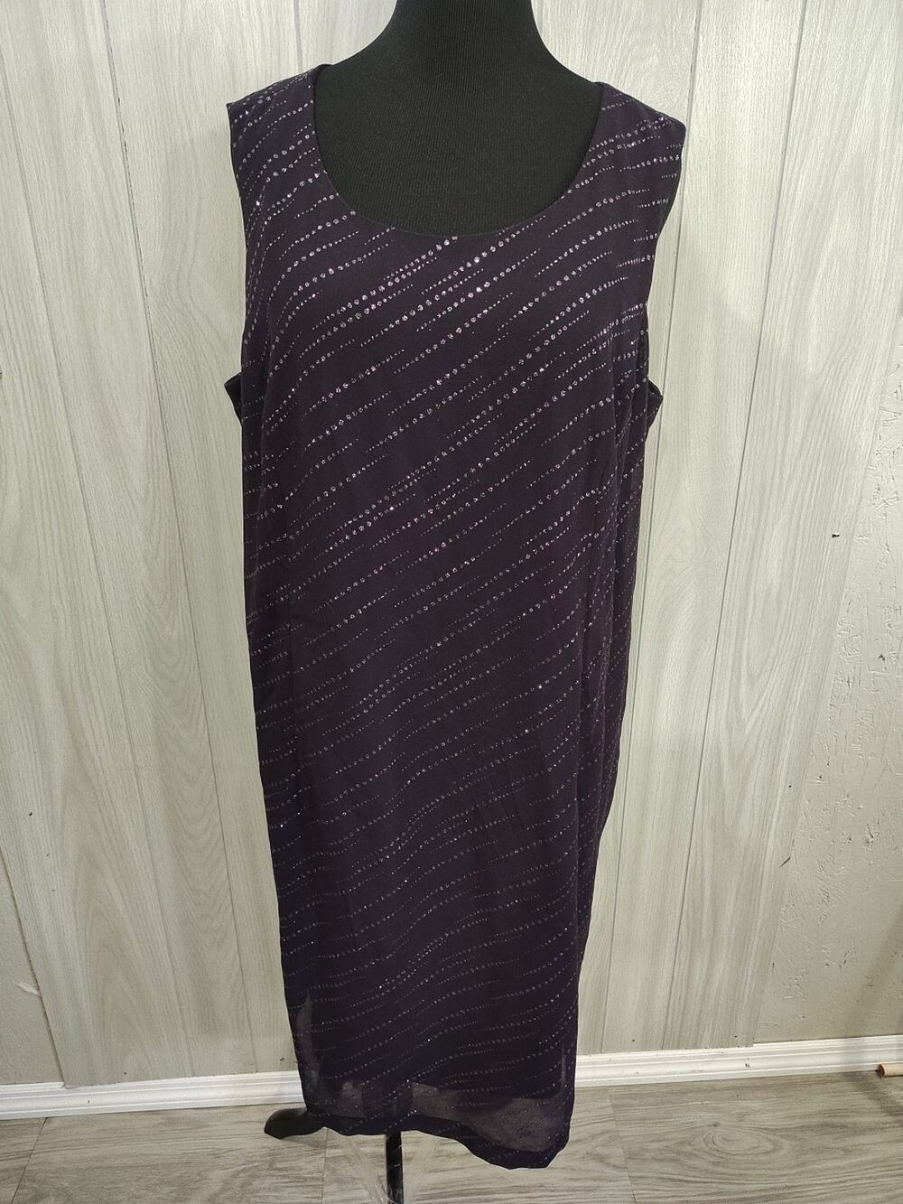 Women's Sequin Look Sleeveless Dark Purple Dress Plus 22W Whimsigoth Fairy